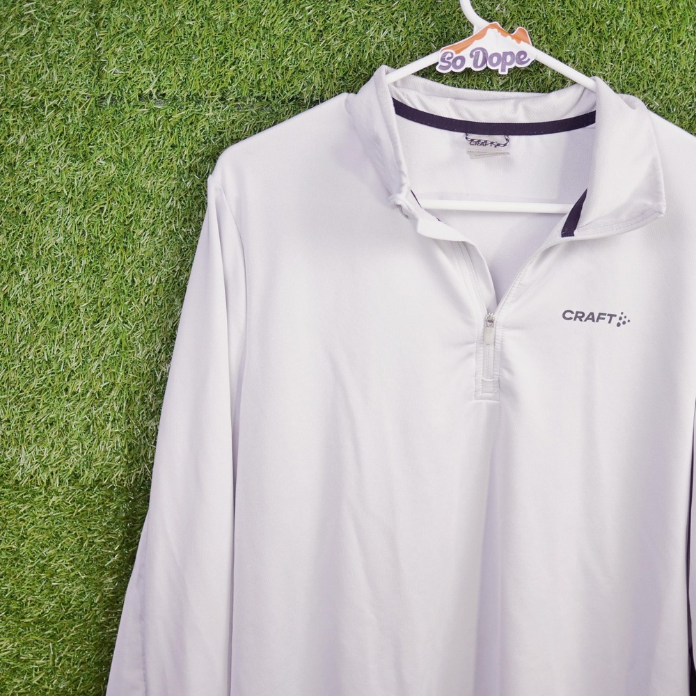 Craft Pullover White I Stay Warm Quarter Zip Thumbholes - Mens Size XL